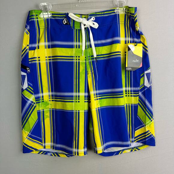 Volcom Plaiter 19” Length Board Shorts Men’s 30 Plaid Blue - Picture 1 of 9